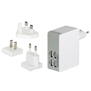 Evrensel (eu/uk/us) Seyahat Şarj Seti , 4 X Usb Port