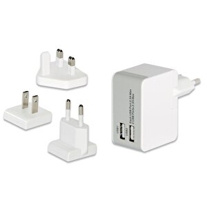 Evrensel (eu/uk/us) Seyahat Şarj Seti , 2 X Usb Port