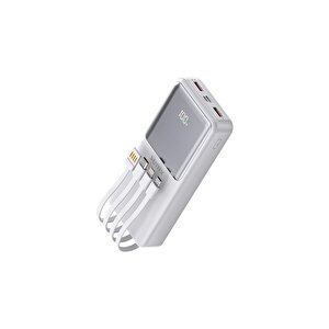 20000 Mah Dijital Göstergeli Dahili Çoklu Kablolu Taşınabilir Powerbank Beyaz Pb-50