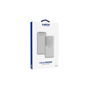 20000 Mah Dijital Göstergeli Dahili Çoklu Kablolu Taşınabilir Powerbank Beyaz Pb-50