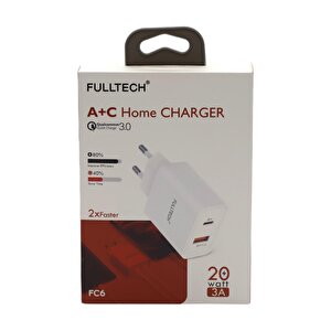 Fc6 Fulltech A+c Home  20w 3a Hizli Şarj Adaptörü