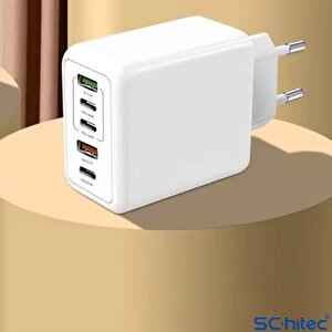 120W 3 Type-C + 2 UsbA Toplam 5 Çıkışlı Philips 3in1 Micro Usb-Lightining-Type-C Kablolu 2m  Şarj Aleti Beyaz SR104