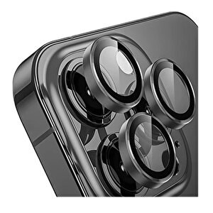 Iphone 16/16 Plus İle Uyumlu Darbeye Dayanıklı Mekanizmalı Safir Kamera Lens Koruyucu Gri