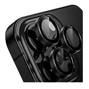 Iphone 16 Pro / 16 Pro Max İle Uyumlu Darbeye Dayanıklı Mekanizmalı Safir Kamera Lens Koruyucu Siyah