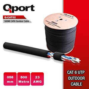 Qport Q-cato2 23awg 500m Makarali Outdoor Si̇yah Kablo