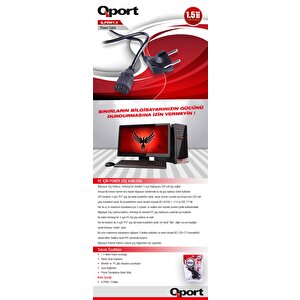 Qport Q-powy1.5 1.5 Metre Pc Power Kablosu