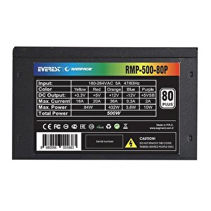 Rmp-500-80p 500w 80 Plus 12cm Fan Akti̇f Pfc Power Supply