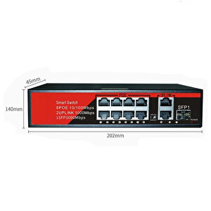 Ez-08psf-sfp 8 Port 8fe+2ge+1sfp Gigabit Poe Switch 120w