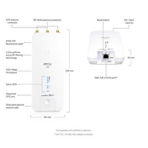 Ubnt Rp-5ac-gen2 Rocket Prism 5ac 5ghz 500mbps Ptp/ptmp Diş Ortam Access Point
