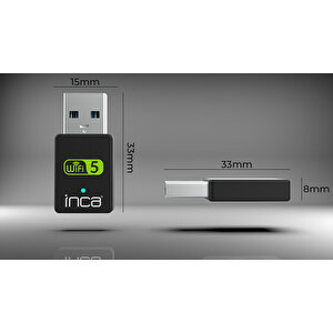 Inca Iuwa-650x 650mbps  Bluetooth 4.2 Dual-bant Kablosuz-ac Nano Usb Adaptör