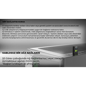 Inca Iuwa-650x 650mbps  Bluetooth 4.2 Dual-bant Kablosuz-ac Nano Usb Adaptör