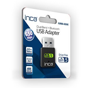 Inca Iuwa-650x 650mbps  Bluetooth 4.2 Dual-bant Kablosuz-ac Nano Usb Adaptör