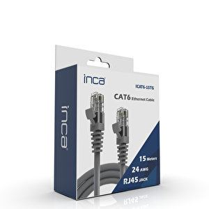 Inca Icat6-15tg Cat6 Network Kablo 15 Metre Gri