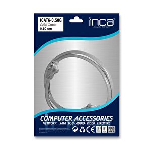 Inca Icat6-0,50g 0,50mt 24awg Cat6 Utp Patch Kablo Gri̇