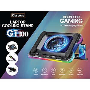 Classone Gt100 Telefon Tutuculu 10 Rgb Işıklı Gaming Oyuncu Laptop Soğutucu