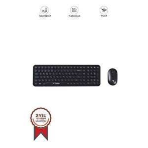 Torima Tmk-07 Siyah Retro Daktilo Görünümlü Kablosuz Q Klavye Mouse Seti