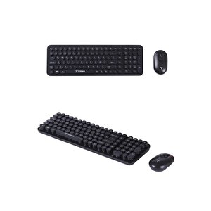 Torima Tmk-07 Siyah Retro Daktilo Görünümlü Kablosuz Q Klavye Mouse Seti