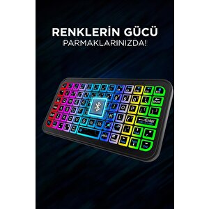 Torima M7 Siyah Kablosuz Rgb Işıklı Bluetooth Mini Klavye