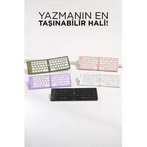 Torima Kablosuz Klavye Bluetooth Katlanabilir Şarjlı Mini Klavye Tk08 Siyah