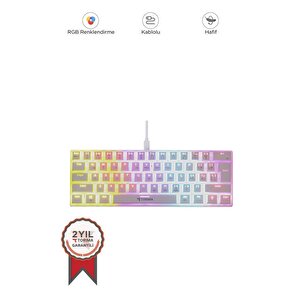 Torima Tk-04 Beyaz Mekanik Rgb Işıklı Kablolu Q Klavye