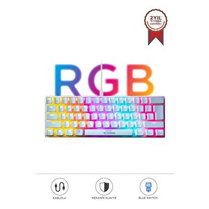 Torima Tk-04 Beyaz Mekanik Rgb Işıklı Kablolu Q Klavye