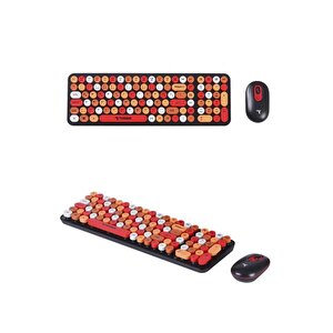 Torima Tmk-07 Çok Renkli Retro Daktilo Görünümlü Kablosuz Q Klavye Mouse Seti