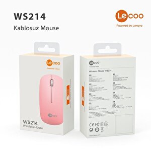 Lenovo Lecoo Ws214 Kablosuz Mouse Pembe