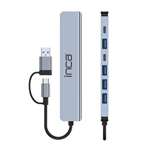 Iutp-7t Usb/type-c Hub X5 Usb 3.0 + 2 Type-c  Aluminyum Kasa