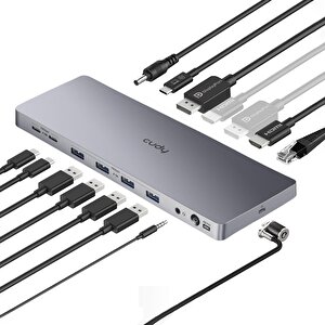 Cs700 Dual 4k 2xhdmi 2xdisplayport 2xusb-c(10gbps) 4xusb-a 1xgigabit 100w Pd Dock İstasyonu