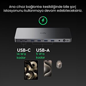 Cudy Cs700 Dual 4k 2xhdmi 2xdisplayport 2xusb-c(10gbps) 4xusb-a 1xgigabit 100w Pd Dock İstasyonu