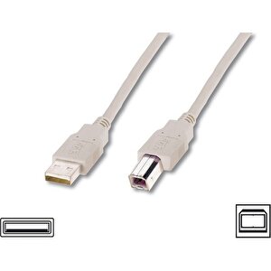 Usb 2.0 Bağlantı Kablosu, Usb A Erkek - Usb B Erkek, 3 Metre, Awg 28, Ul, Bej Renk Tdrtr