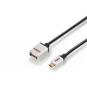 Premium Micro Usb 2.0 Adaptör Kablosu, Usb A Dişi  Micro Usb B Erkek, On-the-go (otg), 180 Derece Ters Yüz Çevirerek Takılabilir, 0.30 Metre