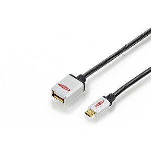 Premium Micro Usb 2.0 Adaptör Kablosu, Usb A Dişi  Micro Usb B Erkek, On-the-go (otg), 180 Derece Ters Yüz Çevirerek Takılabilir, 0.30 Metre