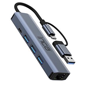 Iutp-5t Usb/type-c Hub X3 Usb 3.0 + Type-c+ethernet Rj45 Çoklayıcı Aluminyum Kasa