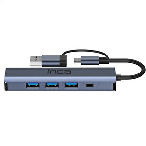 Iutp-5t Usb/type-c Hub X3 Usb 3.0 + Type-c+ethernet Rj45 Çoklayıcı Aluminyum Kasa