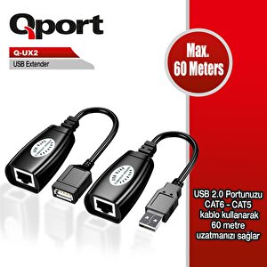 Qport Q-ux2 60m Usb Extender 2'li̇ Paket