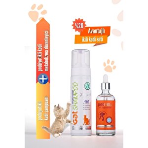 Vetorin Avantajlı Ikili Kedi Seti Nemlendiricili, Tüy Bakımı, Koku Önleyici, Bağışıklık Destekleyici