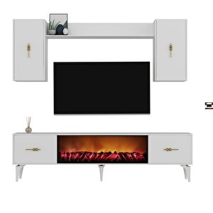 Sintaa 180 Cm Şömineli (b) Tv Ünitesi Takımı Beyaz-Beyaz