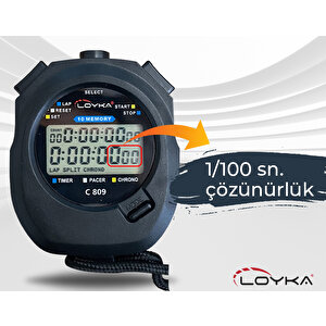 C809 El Tipi '10 Lap Hafızalı' Dijital Kronometre