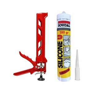 Genel Amaçlı Soudal Şeffaf Silikon 280 Ml Ve Plastik Silikon Tabancası