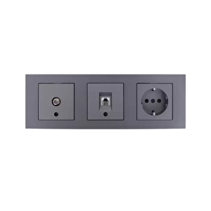 Grano Füme Üçlü Set - Uydu - Telefon-priz - Çerçeve Dahil