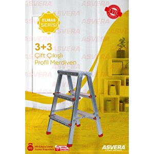 Elmas Serisi 3+3 Basamaklı Çift Çıkışlı Galvanizli Profil Merdiven (ev, Bahçe, Işyeri Için Uygun)