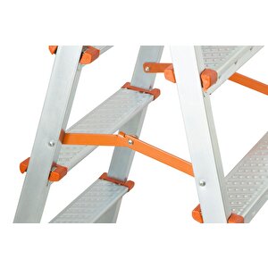 Asvera - 4+4 Basamaklı Çift Çıkışlı Galvanizli Profil Merdiven (ev, Bahçe, Işyeri Için Uygun)
