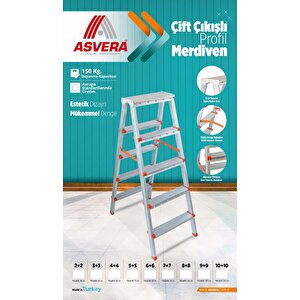 Asvera - 4+4 Basamaklı Çift Çıkışlı Profil Merdiven (ev, Bahçe, Işyeri Için Uygun)