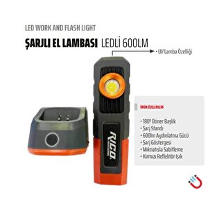 Ri̇co Şarjlı Led Lamba 600 Lümen Standlı 013-rc0027
