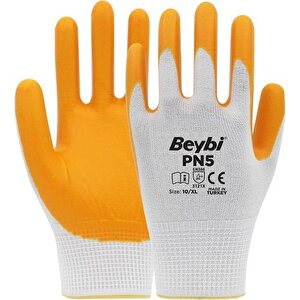 Beybi Pn-5 Sarı Nitril Kaplı Koruyucu 10" 1 Çift Iş Eldiveni