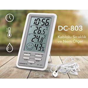 Dc-803 Kablolu Alarmlı Sıcaklık Ve Nem Ölçer
