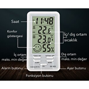 Texta Dc-803 Kablolu Alarmlı Sıcaklık Ve Nem Ölçer