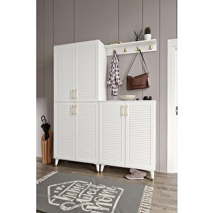Panjurlu Metal Kulp Prt6190 Portmanto Vestiyer Beyaz Gold