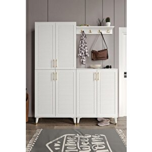 Panjurlu Metal Kulp Prt6190 Portmanto Vestiyer Beyaz Gold